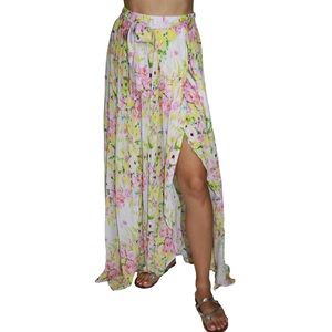 NWT Anthropologie Mrs. Darcy Floral Multicolor Spring Maxi Skirt